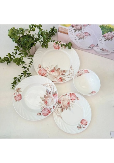 24 Parça Opal Yemek Takımı 6 Kişilik Beyaz