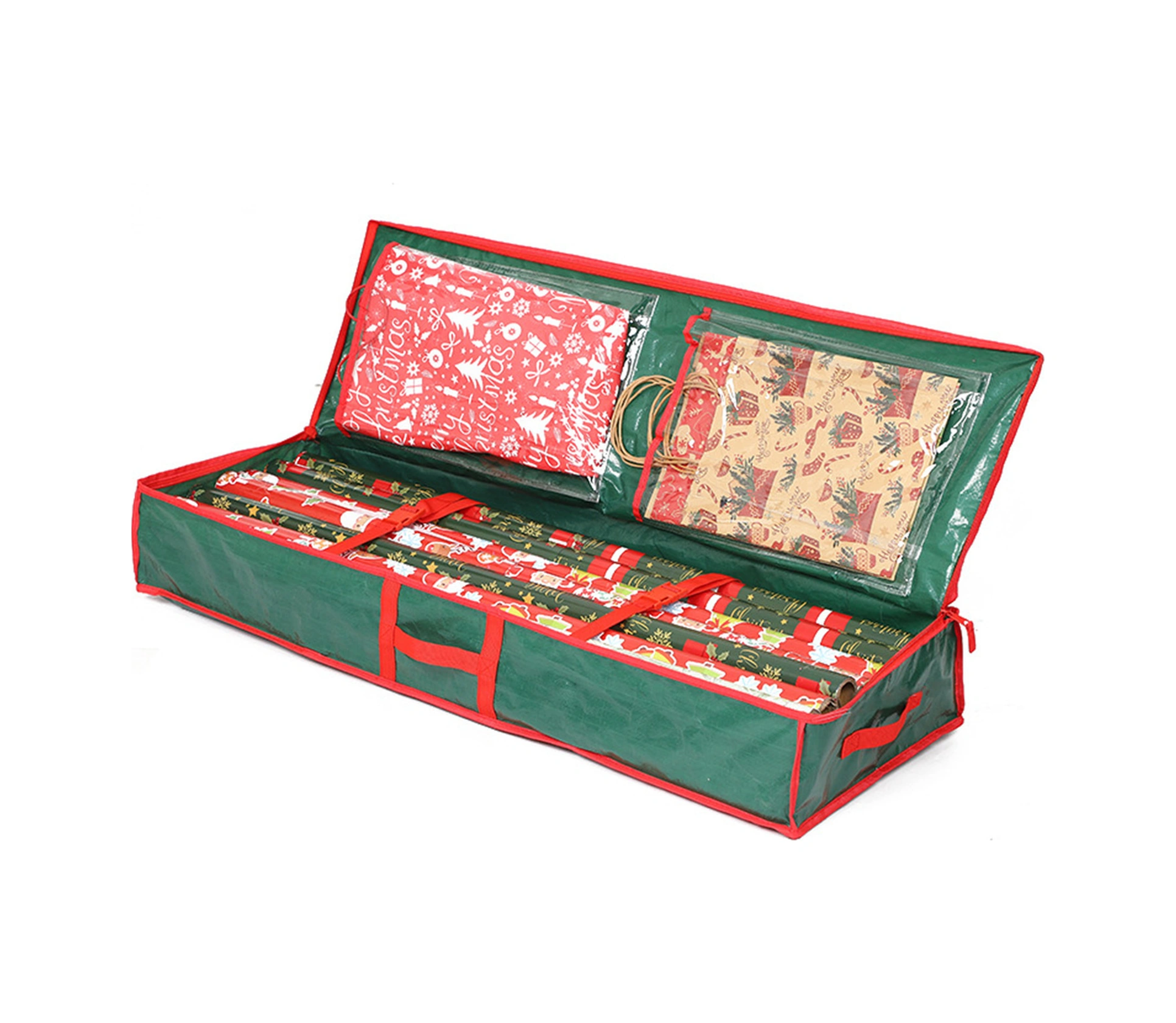 Dofolink Noel Paket Kağıdı Depolama Kutusu - Su Geçirmez Pe Malzeme İle Paket Kağıdı, Ribbon Ve Dekorasyonları Düzenleyen, Yatak Altı Saklama Kabı Yeşil Yeşil