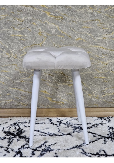 Kare Beyaz Boyalı Konik Ayaklı Tabure - Oturak - Bar Taburesi - A Çok Renki
