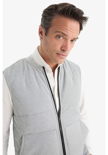 Defacto Regular Fit Dik Yaka Fermuarlı Cepli Yelek E8777ax25augr360 Gri