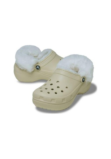 Crocs Classic Platform Fuzz Lined Clog Bone Terlik 212854 2y2 Bej