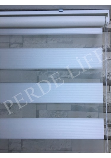 Beyaz Renk Mini Plise Desenli Zebra Stor Perde Tüm Ölçülerde (153587042)