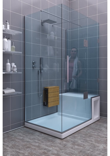 Sardunya Duvara Monte Katlanabilir Banyo Taburesi Engelli Tabures Ceviz