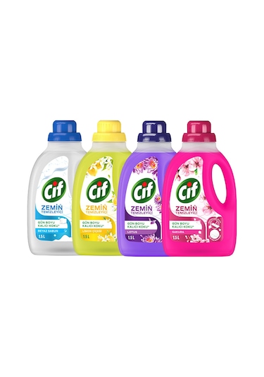 Cif Zemin Temizleyici Beyaz Sabun + Limon Çiçeği + Lotus + Sakura 4 x 1500 ML