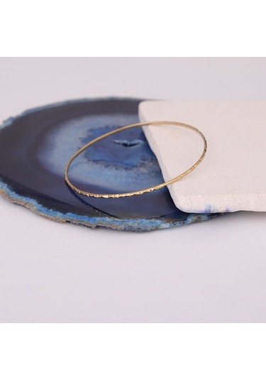 925 Ayar Mikron Altın Kaplama Dövü Desenli Ajda Gümüş Bilezik - Bv00100 Gold