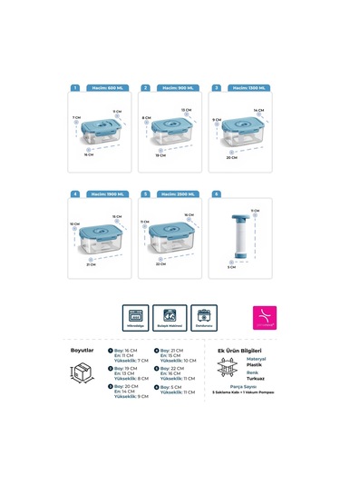 Seoul Taze Ürün Saklama Kabı 5'li Set Çok Renkli