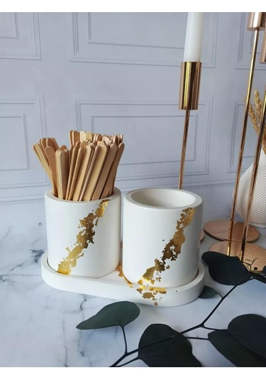 Cre Art Alçı Dekoratif Organizatör Külot Mendil Seti 236592463 Altın Rengi