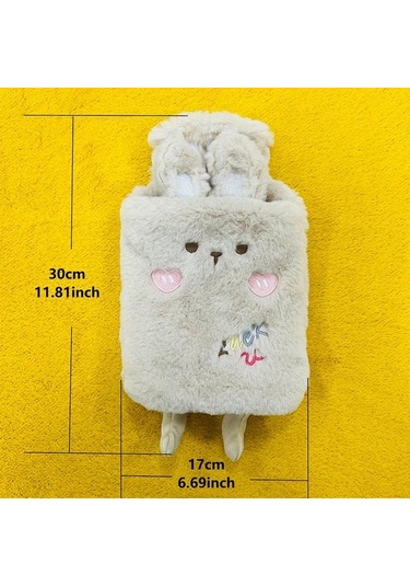 Elmpaly 卡其小脚 3381 Ons Pvc Astarlı Isıtmalı Su Bardağı Şirin Peluş Hayvan Tasarımı Çıkarılabilir Ayaklar Taşınabilir Menstrüel Isıtma Pedi Hızlı Isınma Uzun Süreli Sıcak Tutma Antrasit