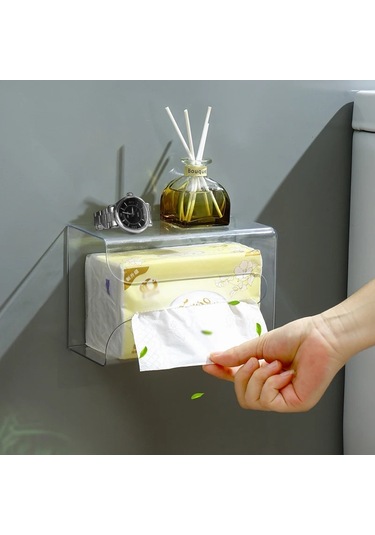 Şeffaf Duvara Monte Banyo Doku Kutusu Şeffaf Mutfak Kağıdı Saklama Kutusu Punch-ücretsiz Tuvalet Peçete Tutucu Organizatör Vaka