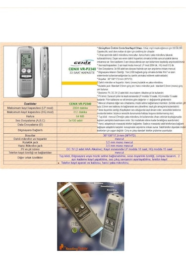 Cenix VRP2340P Ses Kayıt Cihazı Seti