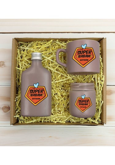 Bk Gift Kişiye Özel İsimli Dtf Baba Temalı Mat Gri Kahve Fincanı & Kolonya & Mum Hediye Seti-1, Babaya Hediye, Babalar Günü Hediyeleri Kobitmeyencom31