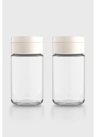 Renga Dorian 105 Ml Bej Kapaklı 2'li Cam Tuzluk Biberlik Seti 121006 Bej