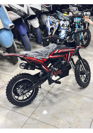Enbest Benzınlı Çocuk Cros Motoru Hidrolik Frenler 7-17 Yaş Kırmızı