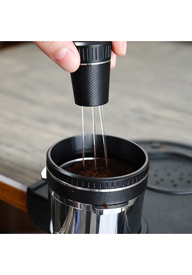 Kosona Alüminyum Kahve Filtre Halka, 6 Magnetlı Tutma, Kaymaz Diamant Dokulu, 54mm Siyah, Delonghi/breville Uyumlu Siyah