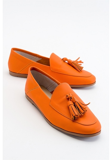 Luvishoes F04 Turuncu Cilt Hakiki Deri Ayakkabı Turuncu