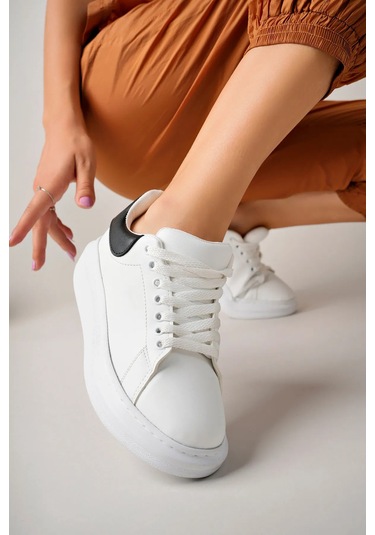 Luis A Costa Lc101 Beyaz Arka Siyah Bağcıklı Kadın Ayakkabı Renkli