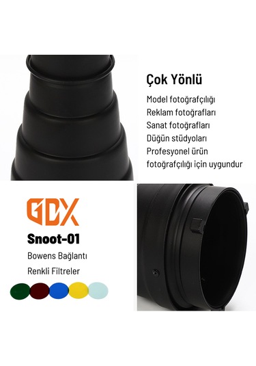 Gdx Sn-01 120mm Çaplı Petekli Snoot Bowens Adaptörlü Stüdyo Flaş