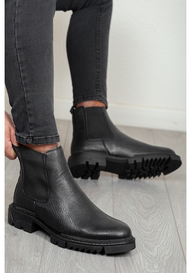 D111 Garantili Ürün Soğuk Geçirmez Ortopedik Erkek Kışlık Bot Siyah