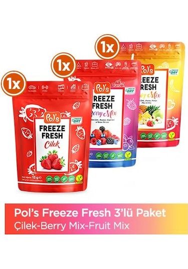 Pol's Freeze Fresh Berry Mix 16 G, Fruit Mix 20 G, Çilek 15 G 15 G