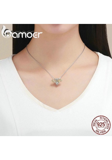 Bamoer Otantik 925 Ayar Gümüş Kristal Arı Boncuk Charms Orijinal Takılar İçin Uygun