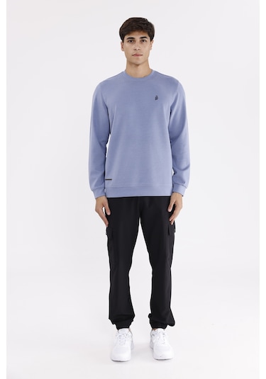 Rowinger Modal Karışımlı Yumuşak Dokulu Rahat Kalıp Esnek Kullanım Sunan Sweatshirt Lightblue