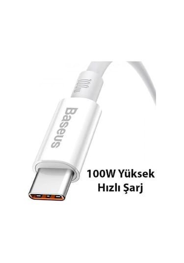 Baseus Super Şarj Kopmaz Kablo 100W Type-C Şarj Kablosu 480Mbps Veri Aktarım Kablosu USB to Type-C