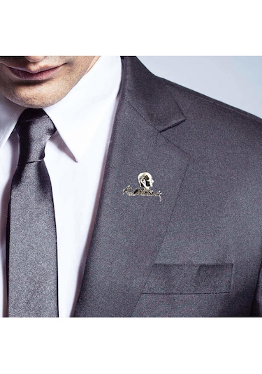 Atatürk İmzalı Ve Büstlü Şık Kutulu Yaka Rozeti Gümüş