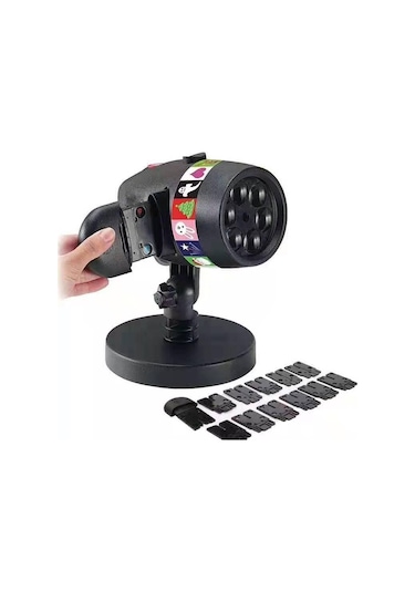 Sge Teknoloji 12 Farklı Desen Lazer Projektör Yansıtmalı Ev Bahçe Dekorasyon Aydınlatma