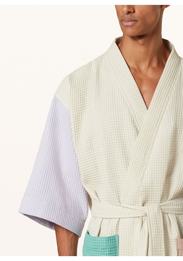 Unisex Kimono Waffle 125 Cm Şal Yaka Çift Halkalı Kemerli Ekru