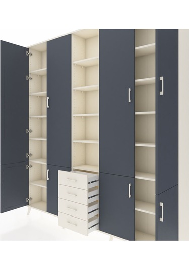 Arges Dolap 17 Raflı 4 Çekmeceli 8 Kapaklı 220x30x243 Aytaşı-antrasit/aytaşı Antrasıt/aytası