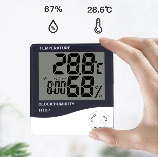 Tongxida Anasayfa Termometre Higrometre - İç Mekan Sıcaklık Ve Nem Ölçer, Alarmlı Saat, Büyük Lcd Ekran, Max/min Hafızalı Htc-