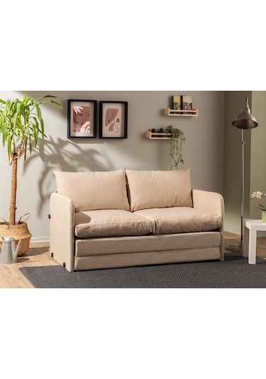 Pafu Saga Xl İkili Katlanır Yataklı Koltuk Keten Krem