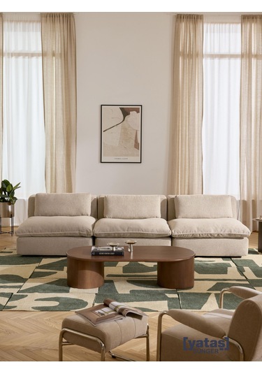 Most Mollirest 3 Modül Kanepe 05 Bej Keten Kumaş Silikon Dolgu Fe