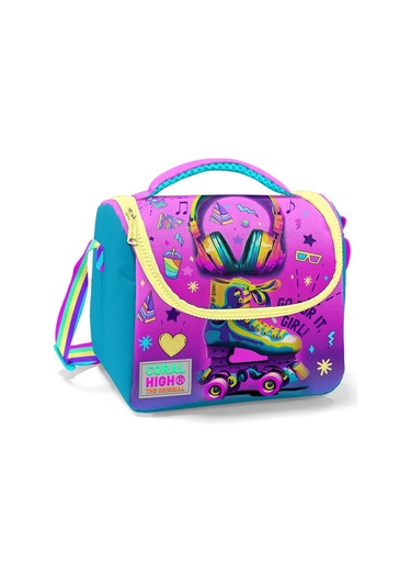 Coral High Pembe Turkuaz Kulaklık Paten Isı Yalıtımlı Beslenme Çantası - Kız Çocuk Çok Renkli
