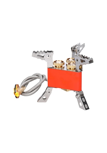 Xindoker Portatif Katlanabilir 3 Ayağlı Kamp Gaz Sobası - 6800w Yüksek Güç, Ayarlanabilir Valf, Turuncu Turuncu