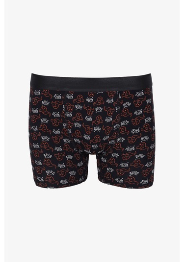 Erkek Tekli Desenli Pamuklu Boxer 9175 Turuncu