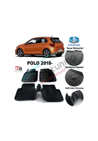 Volkswagen Polo Havuzlu 3D Paspas Niken Siyah 2017-2018