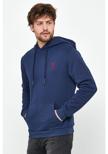 Polostate Erkek İskelet Nakışlı 3 İplik Sweatshirt İndigo