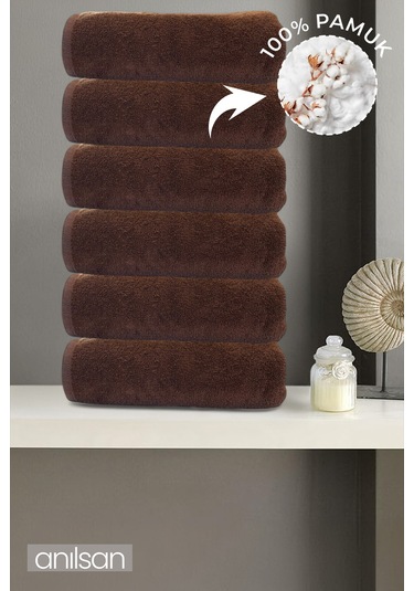 6'lı Kahverengi Banyo Havlusu - 70x140 Cm, 490 Gr, %100pamuk, Spa Ve Otel Havlusu, Günlük Kullanıma Kahve