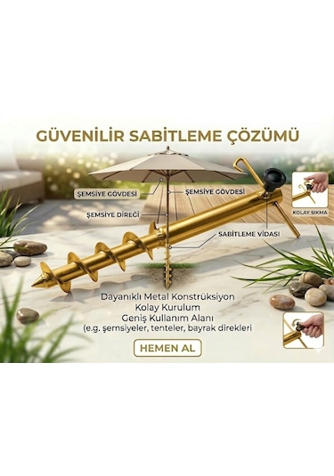 Metal Unıversal Şemsiye Sabitleyici Gold