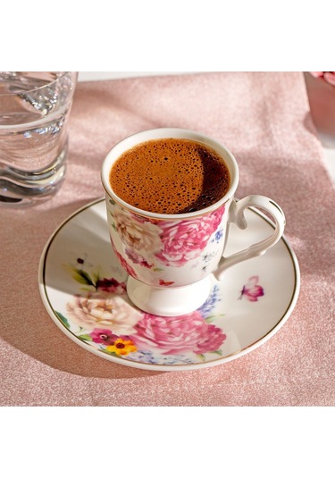 Nehir Öykü 6 Kişilik 12 Parça Porselen Kahve Fincan Takımı