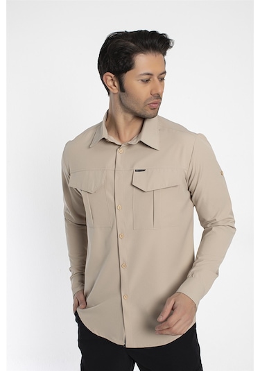Crozwise Outdoor - Erkek Bej Spor Gömlek - 7132-02 Bej