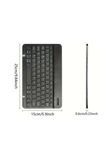 Willowhaven Ultra İnce Kablosuz Bluetooth Klavye, 10 İnç, Type-c Şarj, Black, Masaüstü/laptop/tablet Uygun