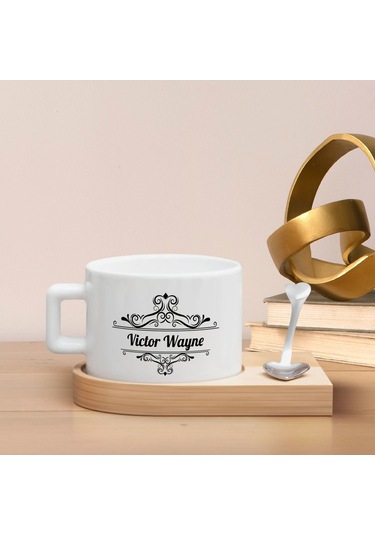 Bk Gift Kişiye Özel İsimli Ahşap Altlıklı Seramik Fincan-5 , Meslek Hediyesi, Yeni İş Hediyesi Kobitmeyen138081 Bk Gift