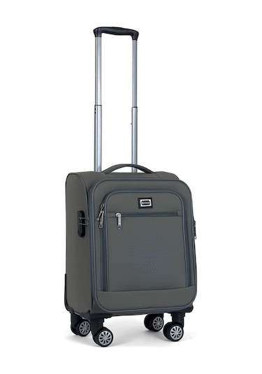 Kumaş Yüzeyli Oasis Serisi Seyahat Valizi, Kabin Boy - Gri