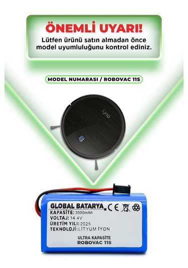 Anker Eufy Robovac 11s Uyumlu Batarya 3500mah Ultra Kapasite