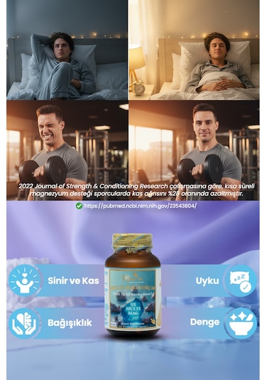 Kiperin 5x Çoklu Magnezyum Taurat, Bisglisinat, Malat, Sitrat, L-treonat 60kapsül Akıllı Gıda Takviyesi