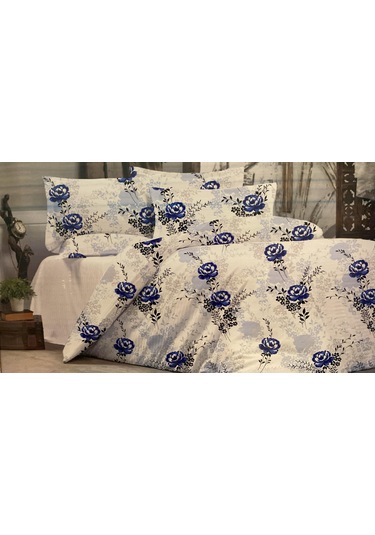 Desenli Tek Kişilik Nevresim Takımı Mavi