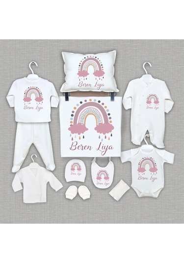 Bebeqon Bbqn1075 İsme Özel 11'li Organik Hastane Çıkışı Beyaz