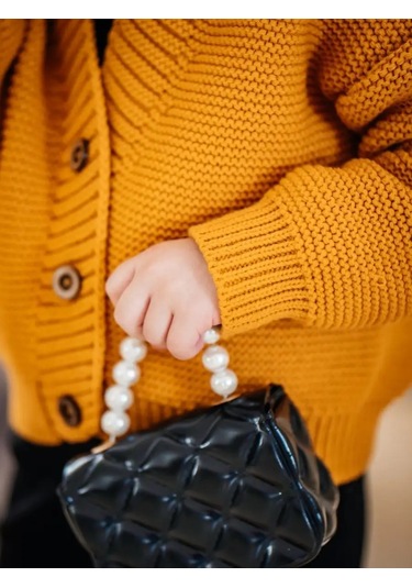 Aishah Kids Bebek Kızlar İçin Sıcak Örgü Hırka 137624164 Hardal Rengi